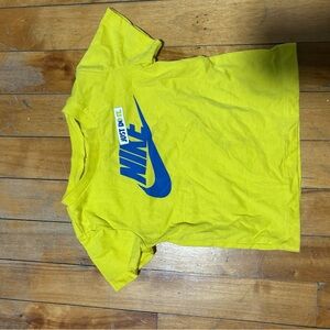 Nike Kids Bright Yellow Tee with Blue Logo